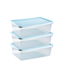 Rattan Effect Underbed Boxes 3-Pack - Duck Egg