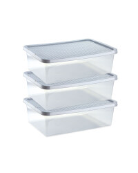 Rattan Effect Underbed Boxes 3-Pack - Grey