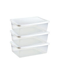 Rattan Effect Underbed Boxes 3-Pack - White