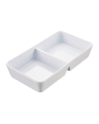 Rectangle Divided Serving Dish - White