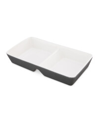 Rectangle Divided Serving Dish - White/Grey