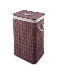 Rectangular Bamboo Laundry Hamper - Dark