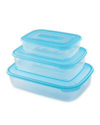 Rectangular Food Containers 3 - Pack - Turquoise