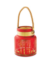 Red & Gold Winter Scene Lantern
