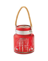 Red & Silver Winter Scene Lantern