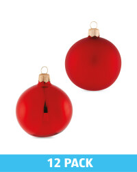 Red Glass Baubles 12 Pack