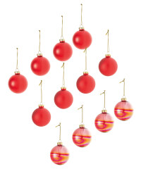 Red Glass Baubles 12 Pack