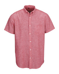 Red Men's Linen Blend Shirt