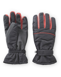 Crane Black Red Ski Gloves
