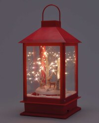 Red Snow Lantern with Standing Deer