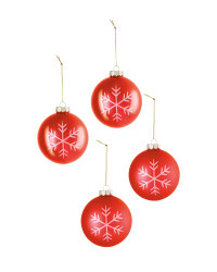 Red Snowflake Baubles 4 Pack