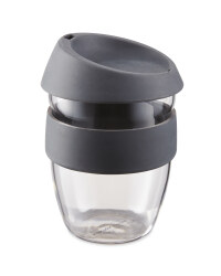 Grey Reuseable Glass Travel Cup