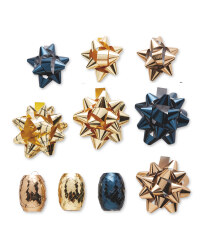 Blue & Gold Ribbons & Bows 33 Pack