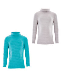 Crane Roll Neck Top Space Dye 2 Pack - Green/Grey