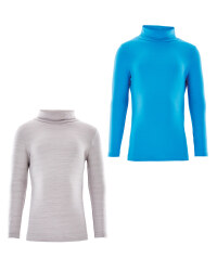Crane Roll Neck Top Space Dye 2 Pack - Grey/Blue