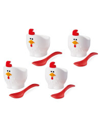 Rooster Egg Cups & Spoons Bundle