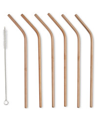 Rose Gold Bent Straws 6 Pack
