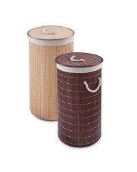 Round Bamboo Laundry Hamper