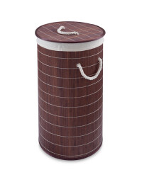Round Bamboo Laundry Hamper - Dark