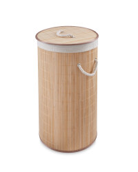 Round Bamboo Laundry Hamper - Light