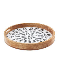 Round Geometric Mango Wood Tray