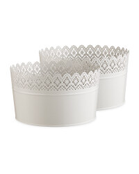 Large Round Grey Flower Pot 2 Pack