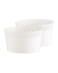 Large Round White Flower Pot 2 Pack