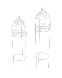 Round White Garden Obelisks 2 Pack