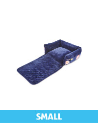 Small Floral Roll Down Pet Bed - Navy