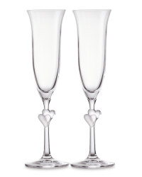 Satin Heart Champagne Glasses 2-Pack