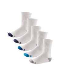 Children's Sports Socks 5 Pack - White & Blue