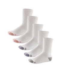 Children's Sports Socks 5 Pack - White & Pink