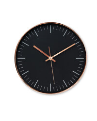 Sempre Black Wall Clock - Copper