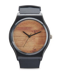 Sempre Black and Wood Print Watch