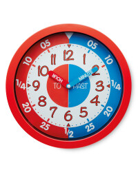 Sempre Time Teaching Wall Clock - Red/Blue