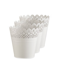 Set of 3 Small Grey Flower Pots
