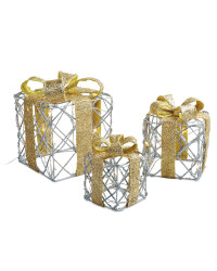 Set of 3 LED Parcels - Gold