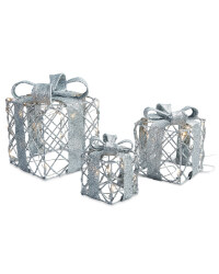 Set of 3 LED Parcels - Silver