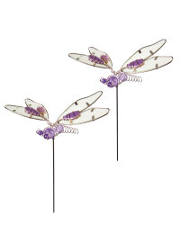 Silver Dragonfly Garden Stake 2 Pack