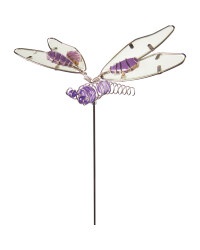 Silver Dragonfly Garden Stake