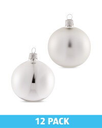 Silver Glass Baubles 12 Pack