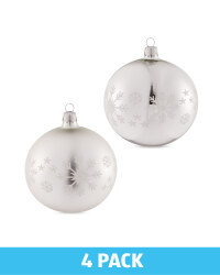 Silver Glass Baubles 4 Pack