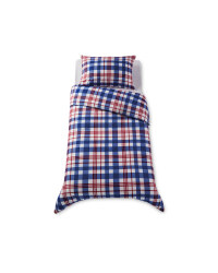 Single Cotton Duvet Set Check - Blue