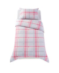Single Cotton Duvet Set Check - Pink