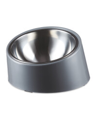 Pet Collection Grey Slanted Pet Bowl