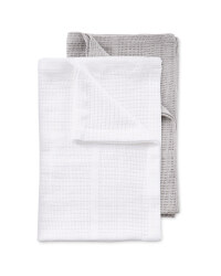 Small 2 Pack Cellular Blankets - Grey/White