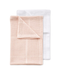 Small 2 Pack Cellular Blankets - White/Pink