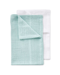 Small 2 Pack Cellular Blankets - White/Teal
