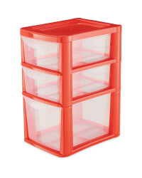 Small 3 Drawer Tower - Red