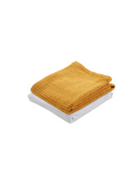 Small Cellular Blanket 2 Pack - White/Ochre